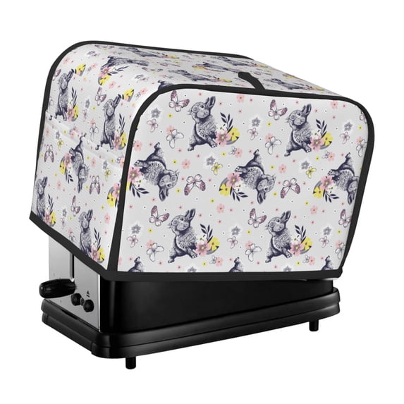 Rateoe Rabbit And Butterfly Pattern Toaster Covers 2 Slice Wide Slot,Bread Machine Cover,Bread Dust Cover & Fingerprint Protection,Appliance Covers