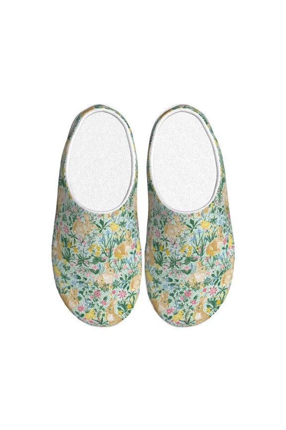 Rabbit And Chick Print Women's Men's Cotton Knit Slippers Lightweight Memory Foam Indoor House Shoes with Anti-Skid Sole-44/45