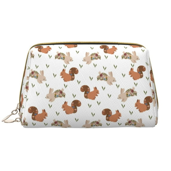 Rateoe Rabbit And Squirrel for Travel Makeup Bag,Large Capacity Cosmetic Bags for Women,Waterproof Portable Pouch Open Flat Toiletry Bag Make up Organizer