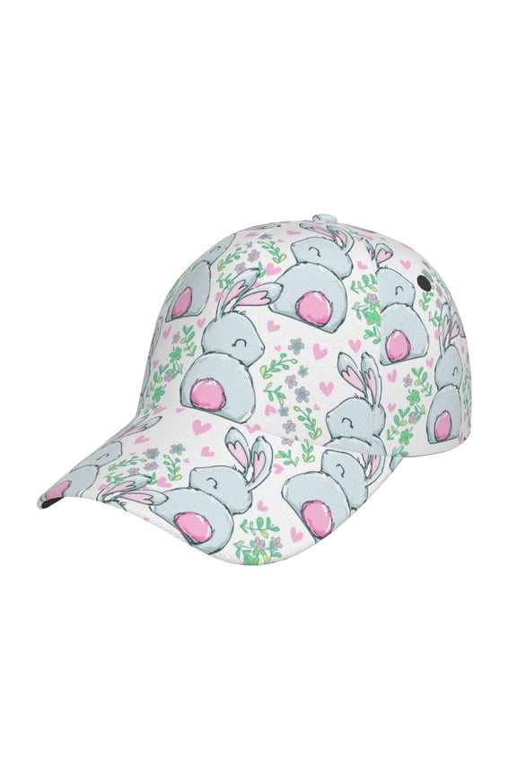 Rabbit Back View Pattern Baseball Cap Outdoor Cap Mountain Dad Hat - Unstructured Soft Cotton Cap-Adjustable UV Protection Cap