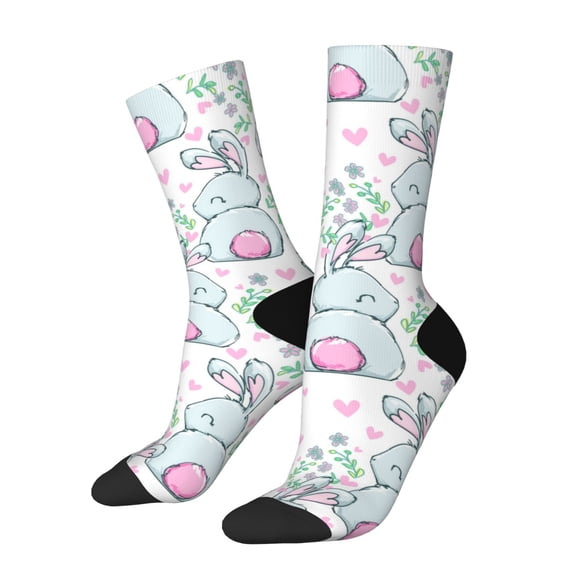 Rateoe Rabbit Back View for Women Casual Calf Socks - Cute Crew Socks - Thin Soft Above Ankle Socks Size 5-11