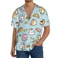 thumbnail image 1 of Rateoe Rabbit Burger Coffee Print Mens Front Pocket Hawaiian Shirts Casual Shirts Short Sleeve Button Down Beach Tropical Shirts-Large, 1 of 5