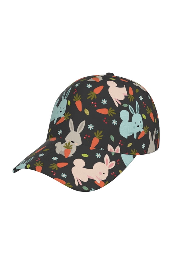 Rabbit Is Eating Carrots Pattern Mens Baseball Cap Adjustable Curved Brim Hat, Soft Cotton Sports Cap for Outdoor, Casual, and Everyday Wear, Comfortable & Breathable
