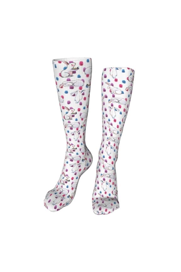 Rabbit Eating print Women's Men's Novelty 20in Crew Socks Cotton Socks Knee High Socks for Walking,Running,Nurses,Pregnancy-One Size