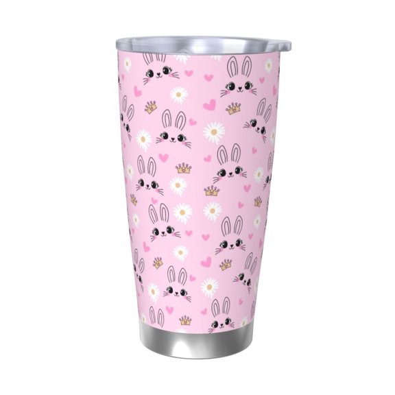Rateoe Rabbit Face Printed Car Guy Gifts for Men Women Tumbler - 20oz/590ml Double Wall Vacuum Insulated Stainless Steel Travel Tumbler Cups with Lid & Straw-Without Straw