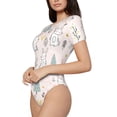 thumbnail image 1 of Rateoe Rabbit Forest Printed Women Rash Guard Short Sleeve,Tummy control Swimsuit Surfing Swimsuit Bathing Suit Short-sleeved Onesie UPF 50+, 1 of 6