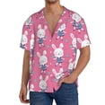 thumbnail image 1 of Rateoe Rabbit Holding Flowers Pattern Men's Short Sleeve Classic Shirt, Casual Short-Sleeved Shirt, Lightweight Summer Shirt, Cuban Collar Shirt,Button-Front Shirt-4X-Large, 1 of 5