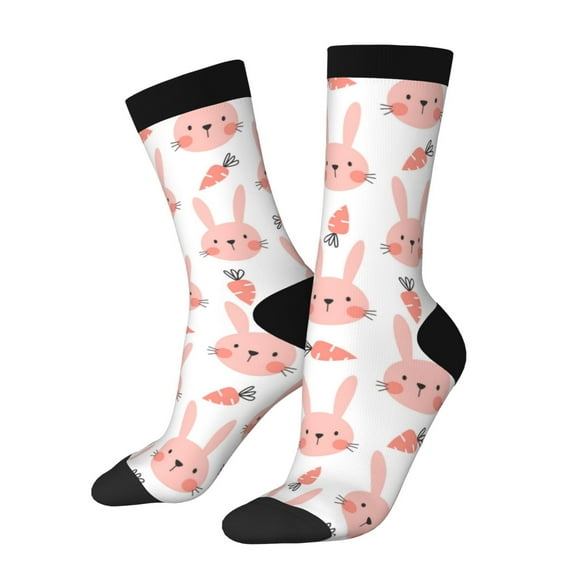 Rateoe Rabbit Is And Carrots for Women Casual Calf Socks - Cute Crew Socks - Thin Soft Above Ankle Socks Size 5-11