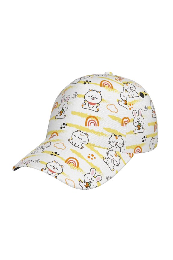 Rabbit And Milk Tea Pattern Mens Baseball Cap Adjustable Curved Brim Hat, Soft Cotton Sports Cap for Outdoor, Casual, and Everyday Wear, Comfortable & Breathable