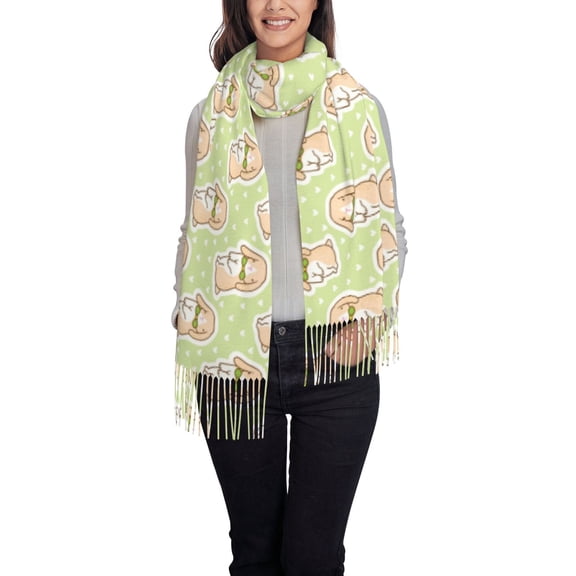 Rateoe Rabbit With Tie Women's Traditional Scarf Wrap Tassel Shawl Fringes Neck Head Shawl Retro Scarf