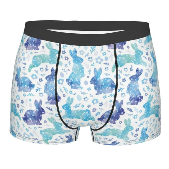 Rateoe Rabbit2 Mens Boxer Briefs Poly Spandex Performance Boxer Briefs Underwear Hem Boxer Briefs - X-Large
