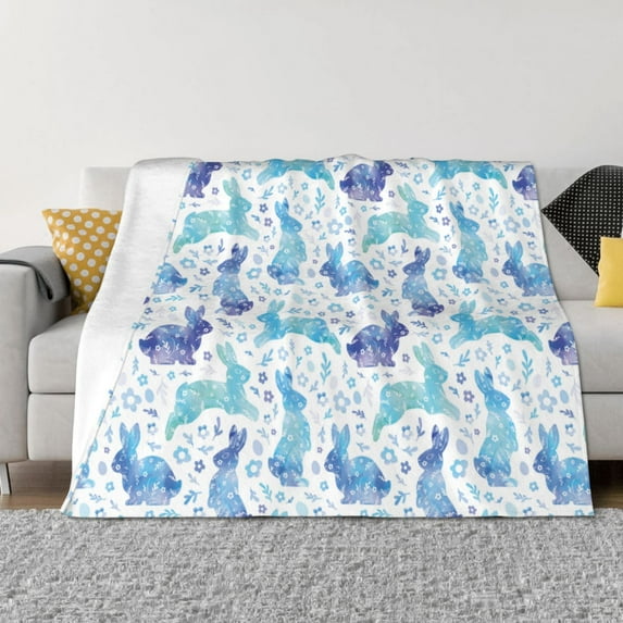 Rateoe Rabbit2 Pattern Flannel Throw Blanket, Ultra-soft Blanket for Bed, Couch, Car, Hypoallergenic Anti-pilling blanket-50"x40"(Horizontal)