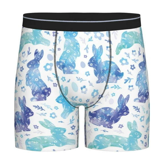 Rateoe Rabbit2 Print Men’s Underwear Boxer Briefs Soft Comfortable Underwear Boxer Briefs, Long Leg Briefs,Anti-chafing Boxer Briefs