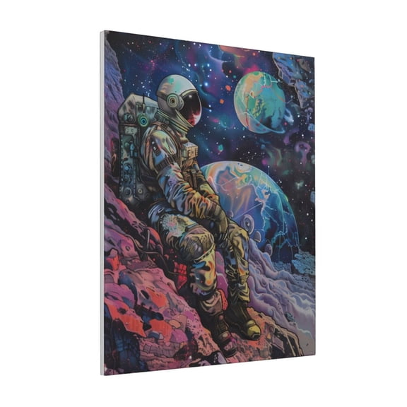 Rateoe Rainbow Astronaut Space Landscape Pattern Decorative Picture – Unique Modern Wall Art, Ready-to-Hang Canvas Print for Home (Vertical)