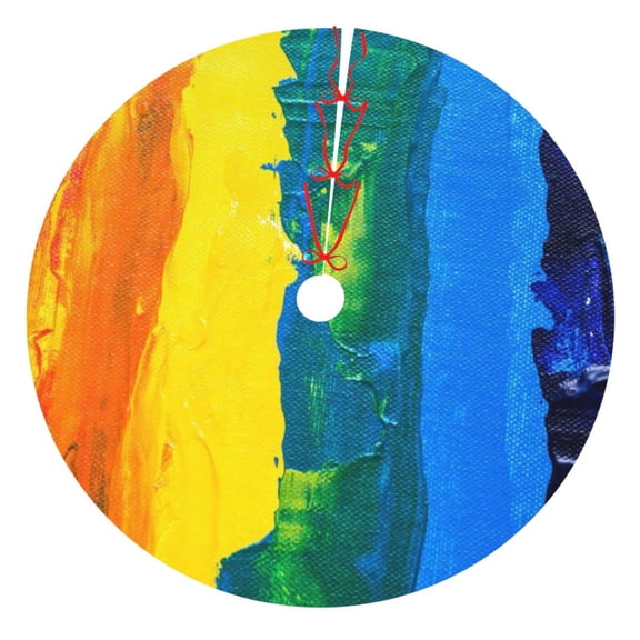 Rateoe Rainbow Colored Print Christmas Tree Skirt 30" for Xmas Holiday New Year Party Circle Tree Mat Ornaments Decoration