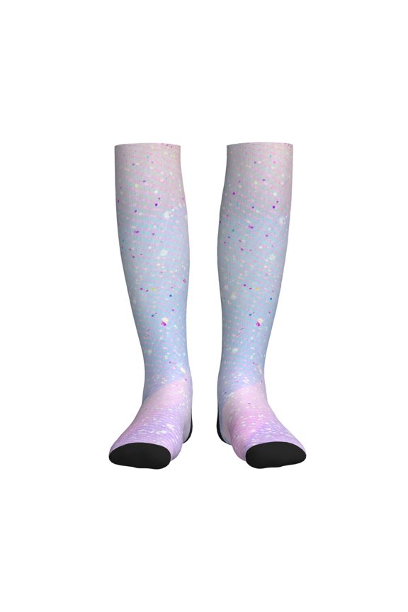 Rainbow Compression Socks for Women and Men 20-30mmHg-Circulation Support Socks Knee High Nurse Pregnant Running Medical and Travel Athletic