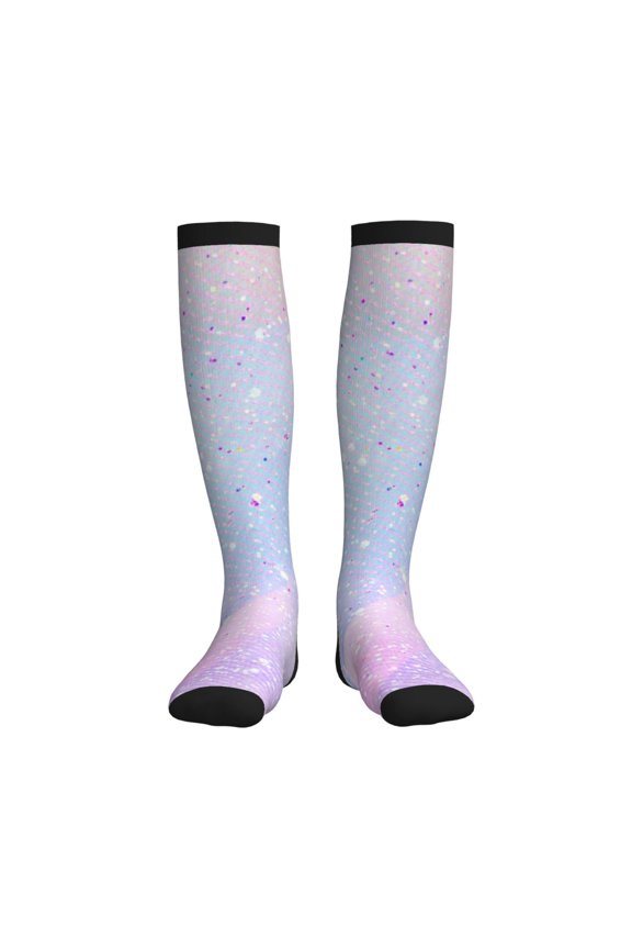 Rainbow Compression Socks for Women and Men 20-30mmHg-Circulation Support Socks Knee High Nurse Pregnant Running Medical and Travel Athletic