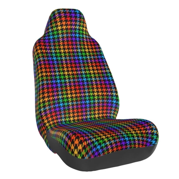 Rateoe Rainbow Houndstooth Print Car Seat Cover,Elastic Car Seat Protector,Washable Durable Automotive Seat Cover Car Interior Accessories