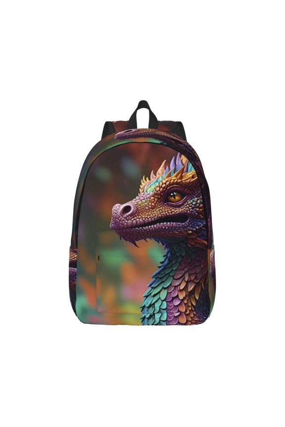 Rainbow Scales Fantasy Dragon Pattern Canvas College Laptop Backpack,Travel Daypack,Durable Rucksack Travel Notebook Bag School Backpack Book Bag for Men Women-Small