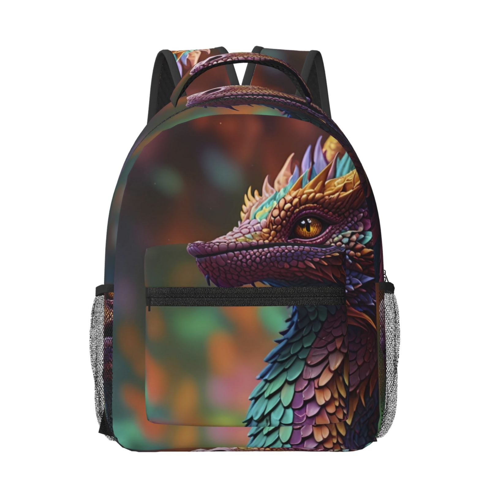 Rateoe Rainbow Scales Fantasy Dragon Pattern Durable Student Backpack ...