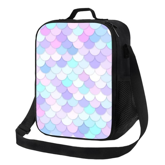 Rateoe Rainbow Scales Lunch Bag Reusable Lunch Box with Shoulder Straps for Men Women Insulated Portable Lunchbox for adults Suitable for School Work Picnic