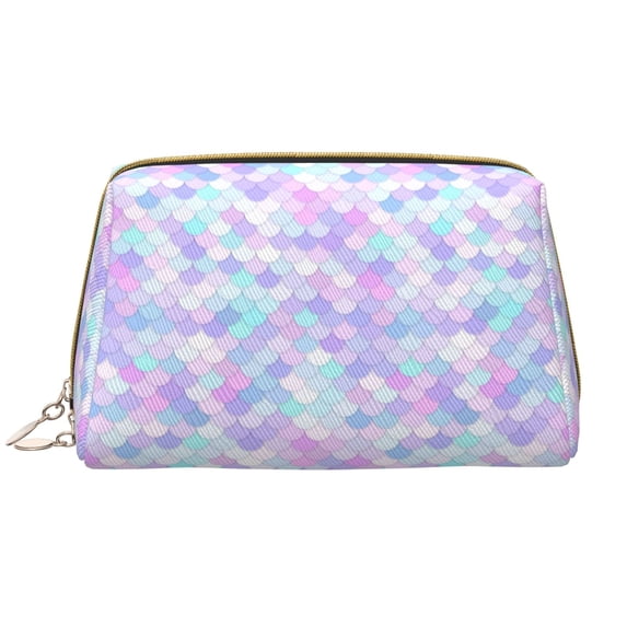 Rateoe Rainbow Scales for Travel Makeup Bag,Large Capacity Cosmetic Bags for Women,Waterproof Portable Pouch Open Flat Toiletry Bag Make up Organizer
