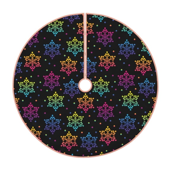 Rateoe Rainbow Snowflake Pattern Christmas Tree Skirt with Ties, Christmas Tree Decorations, Farmhouse Christmas Decor Xmas Holiday Decorations-30"