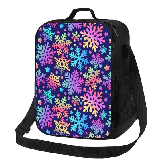 Rateoe Rainbow Snowflakes Lunch Bag Reusable Lunch Box with Shoulder Straps for Men Women Insulated Portable Lunchbox for adults Suitable for School Work Picnic