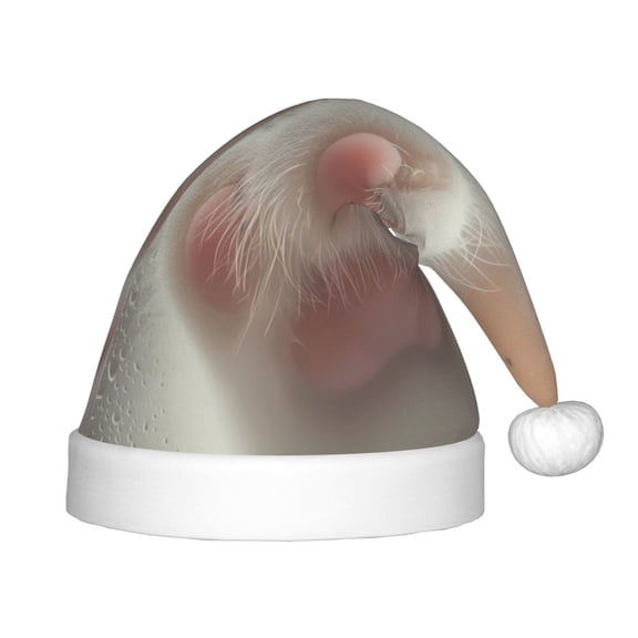 Rateoe Raindrop Kitten Paw Santa Hat Confortable Christmas Hat for Christmas Party Favors Fit for Kids