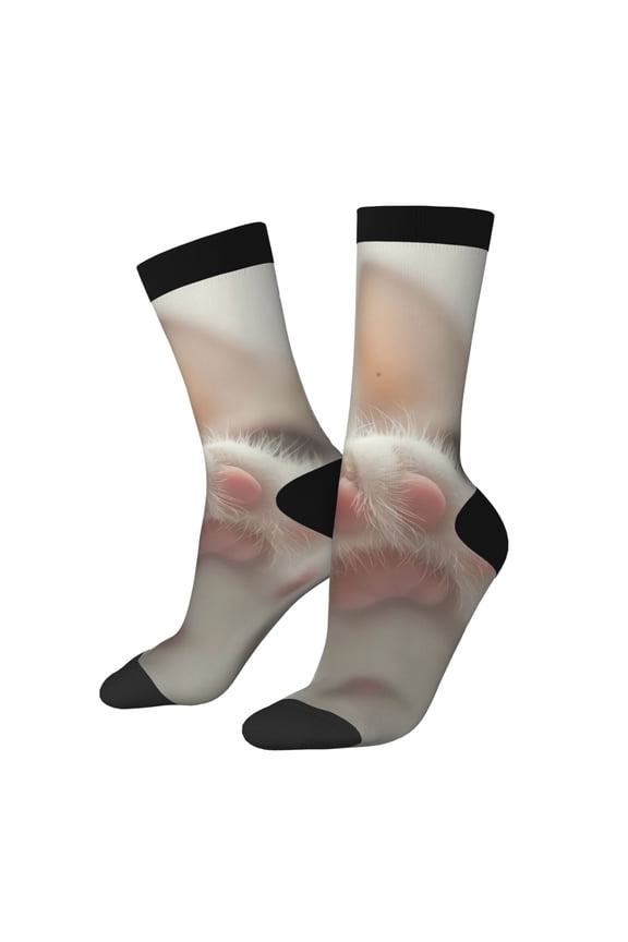 Raindrop Kitten Paw for Women Casual Calf Socks - Cute Crew Socks - Thin Soft Above Ankle Socks Size 5-11