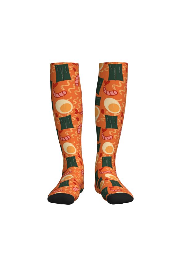 Ramen Noodle Soup Compression Socks for Women and Men 20-30mmHg-Circulation Support Socks Knee High Nurse Pregnant Running Medical and Travel Athletic