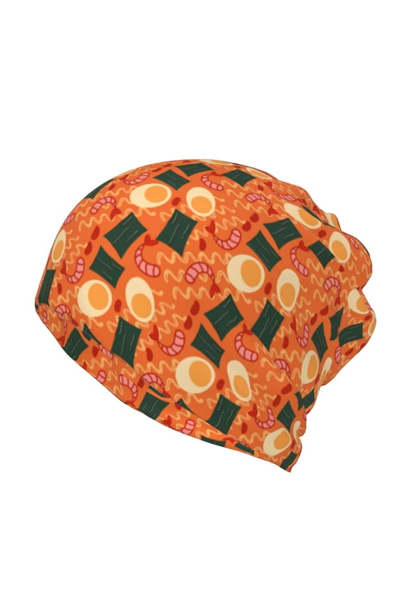 Ramen Noodle Soup Cotton Slouchy Beanie Hat for Men/Women,Lightweight Oversize Large Thin Skull Cap Night Sleeping Cap