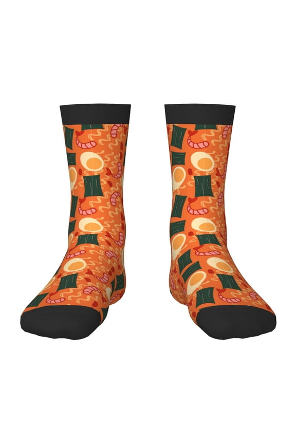 Ramen Noodle Soup Pattern Children's Socks, Socks Gifts ,kids Crew Soft Cotton Socks , Moisture-Wicking, Durable, Ideal for Daily Wear & Sports