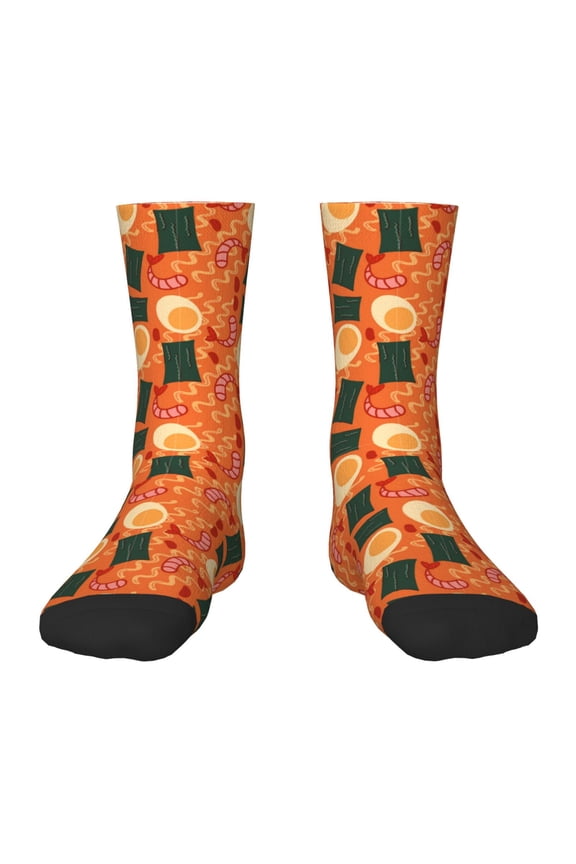 Ramen Noodle Soup Pattern Children's Socks, Socks Gifts ,kids Crew Soft Cotton Socks , Moisture-Wicking, Durable, Ideal for Daily Wear & Sports