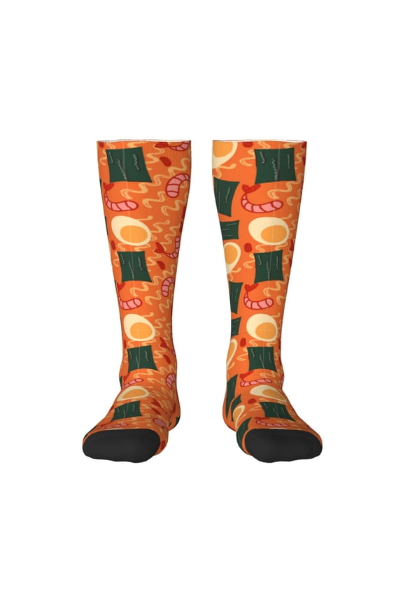 Ramen Noodle Soup Pattern Women’s Knee High Crew Socks,Trouser Socks Comfortable, Breathable, Moisture-Wicking and Soft