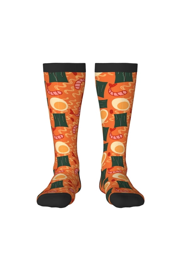 Ramen Noodle Soup Pattern Women’s Knee High Crew Socks,Trouser Socks Comfortable, Breathable, Moisture-Wicking and Soft