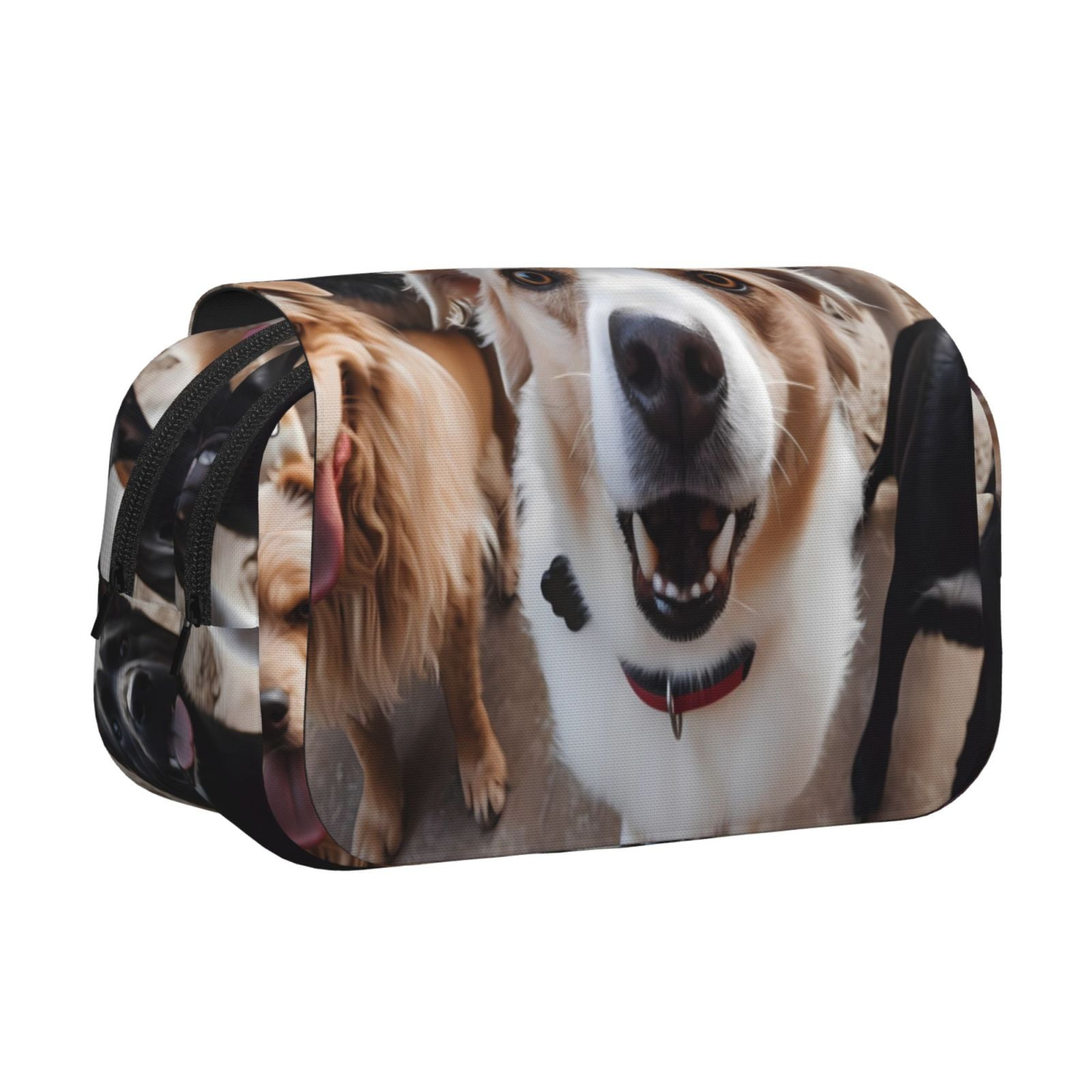 Rateoe Realistic Cute Puppy Pattern Double Clamshell Pen Case, Storage Organizer with Two Zipper Compartments– Holds Up to 50 Pencils & Pens
