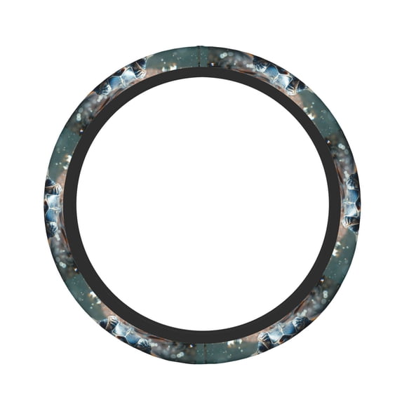 Rateoe Realistic Cute Sea Turtle Pattern Elastic Stretch Steering Wheel Cover, Universal 15 inch, Microfiber Breathable , Anti-Slip, Odorless, Easy Carry