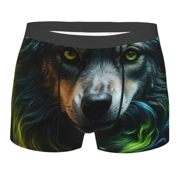Rateoe Realistic Style Colorful Wolf A Mens Boxer Briefs Poly Spandex Performance Boxer Briefs Underwear Hem Boxer Briefs - Small