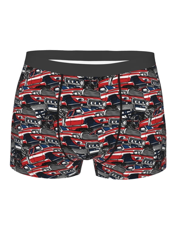 Red And Blue Cars Mens Boxer Briefs Poly Spandex Performance Boxer Briefs Underwear Hem Boxer Briefs - Small