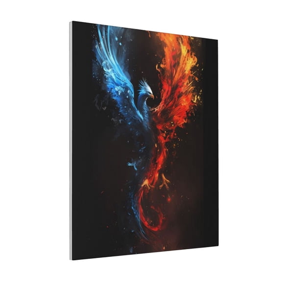 Rateoe Red And Blue Fire Bird Pattern Decorative Picture – Unique Modern Wall Art, Ready-to-Hang Canvas Print for Home (Vertical)