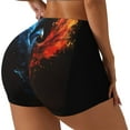 thumbnail image 1 of Rateoe Red And Blue Fire Bird Printed Power Workout Shorts for Women Tummy Control Squat Proof Ribbed Thick Seamless Scrunch Active Short-Medium, 1 of 8