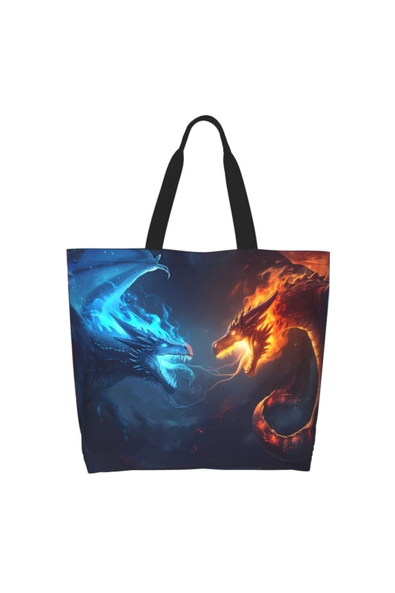Red And Blue Fire Dragon C Tote Bag - Waterproof Lightweight Handbags Travel Shoulder Bag for Hiking Yoga Gym Swimming Travel Beach