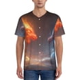 thumbnail image 1 of Rateoe Red And Blue Fire Dragon D Pattern Men’s Baseball Short Sleeve Polo Shirt, Midweight Men's Shirt Golf Shirt Polo Shirts Quick Dry Short-4X-Large, 1 of 7