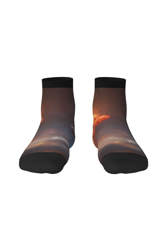 Red And Blue Fire Dragon D Pattern Quarter Crew Socks,Toe Seamed Ankle Socks,Cotton Cushioned Breathable Athletic Crew Sports Socks