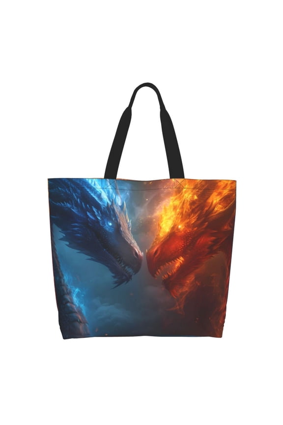 Red And Blue Fire Dragon E Tote Bag - Waterproof Lightweight Handbags Travel Shoulder Bag for Hiking Yoga Gym Swimming Travel Beach