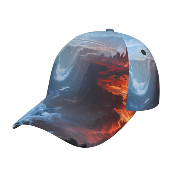 Rateoe Red And Blue Fire Mountains Pattern Baseball Cap Outdoor Cap Mountain Dad Hat - Unstructured Soft Cotton Cap-Adjustable UV Protection Cap