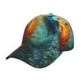 thumbnail image 1 of Rateoe Red And Blue Fire Peacock Pattern Baseball Cap Outdoor Cap Mountain Dad Hat - Unstructured Soft Cotton Cap-Adjustable UV Protection Cap, 1 of 6