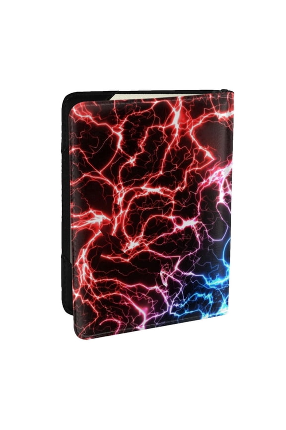 Red And Blue Lightning Pattern Passport Holder Wallet Leather Mulit-purpose Travel Wallet Credit Cards Case ,Passport Cover for Women Men-6.5 in