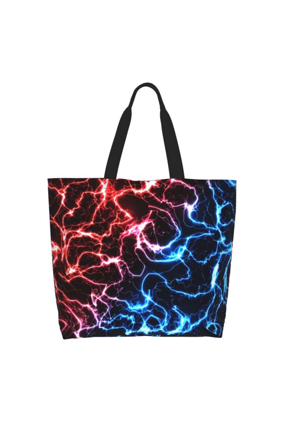 Red And Blue Lightning Tote Bag - Waterproof Lightweight Handbags Travel Shoulder Bag for Hiking Yoga Gym Swimming Travel Beach